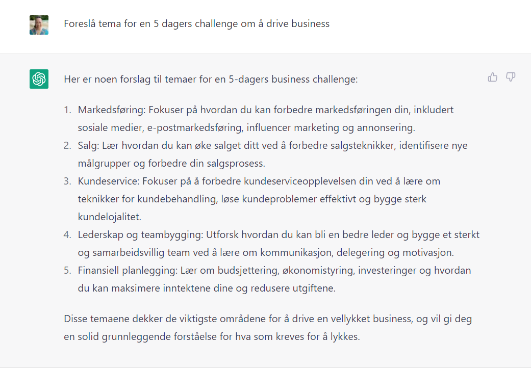 Forslag til challenge fra ChatGPT