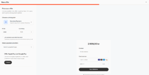Du kan enkelt sette opp betaling via Kajabi. Stripe og PayPal er integrert.